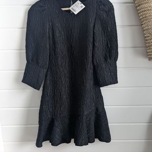 Zara Black Textured Weave Dress